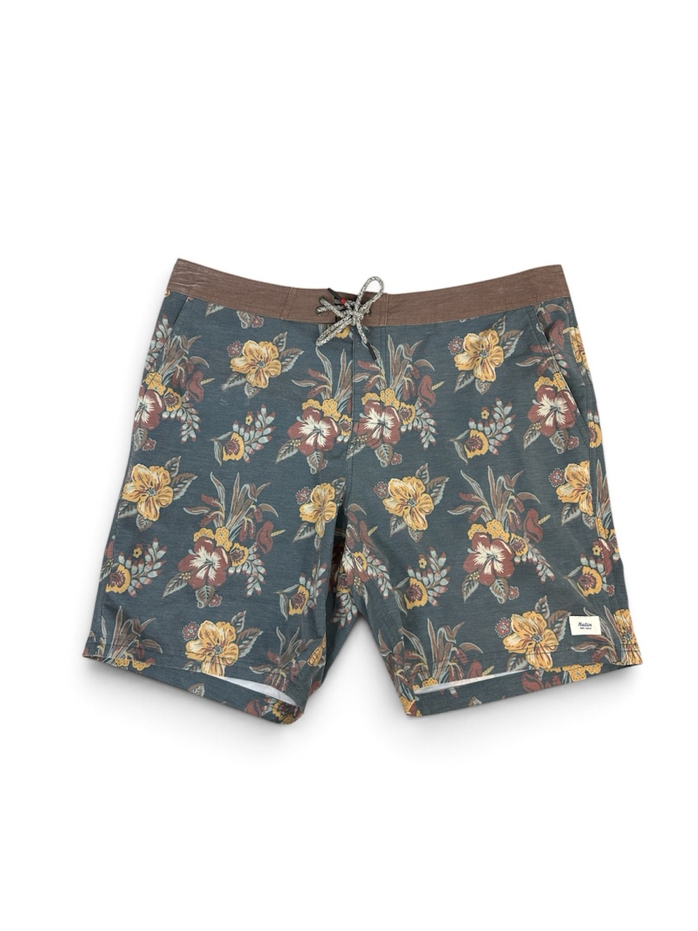 Katin Mallow Hybrid Trunks in a tropical floral print size 34
